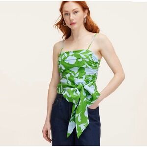 Kate Spade Green Floral Tie-Waist Camisole Top